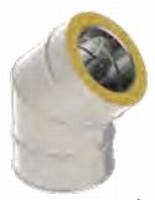 Coude double paroi 45°  100/150 inox 316/inox 304